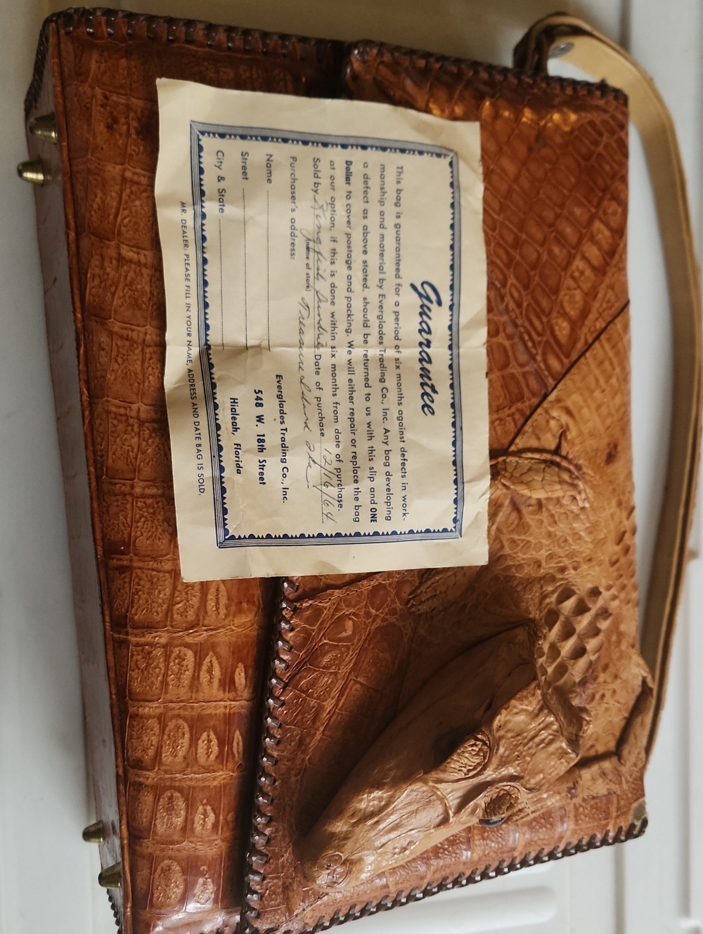 Authentic Crocodile-Embossed Leather Bag